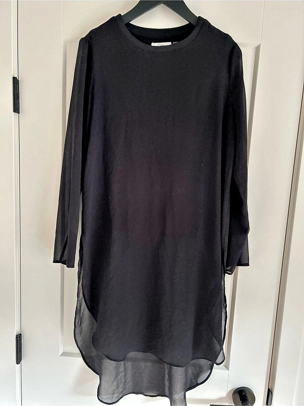 Dex Sheer Overlay Tunic in Black Medium Like New
